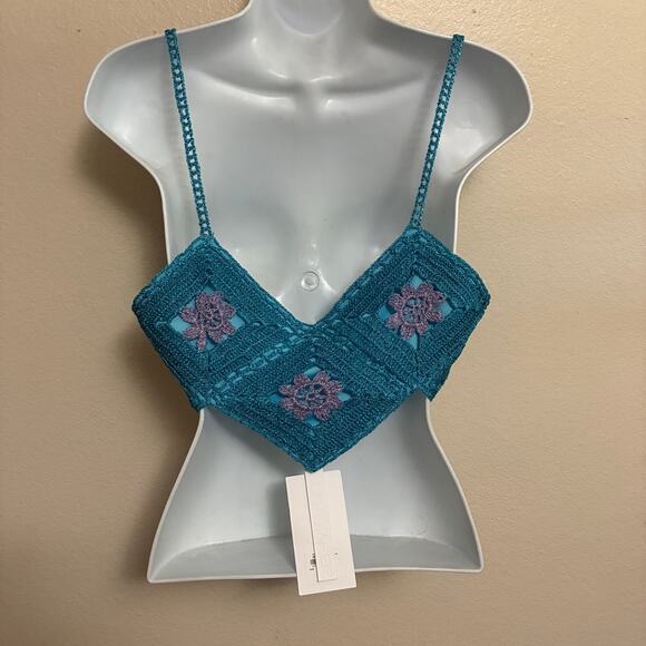 NWT! LisaMaree The 'Right Here Now' 2 Piece Crochet Set In Turquoise Size S - Picture 9 of 15